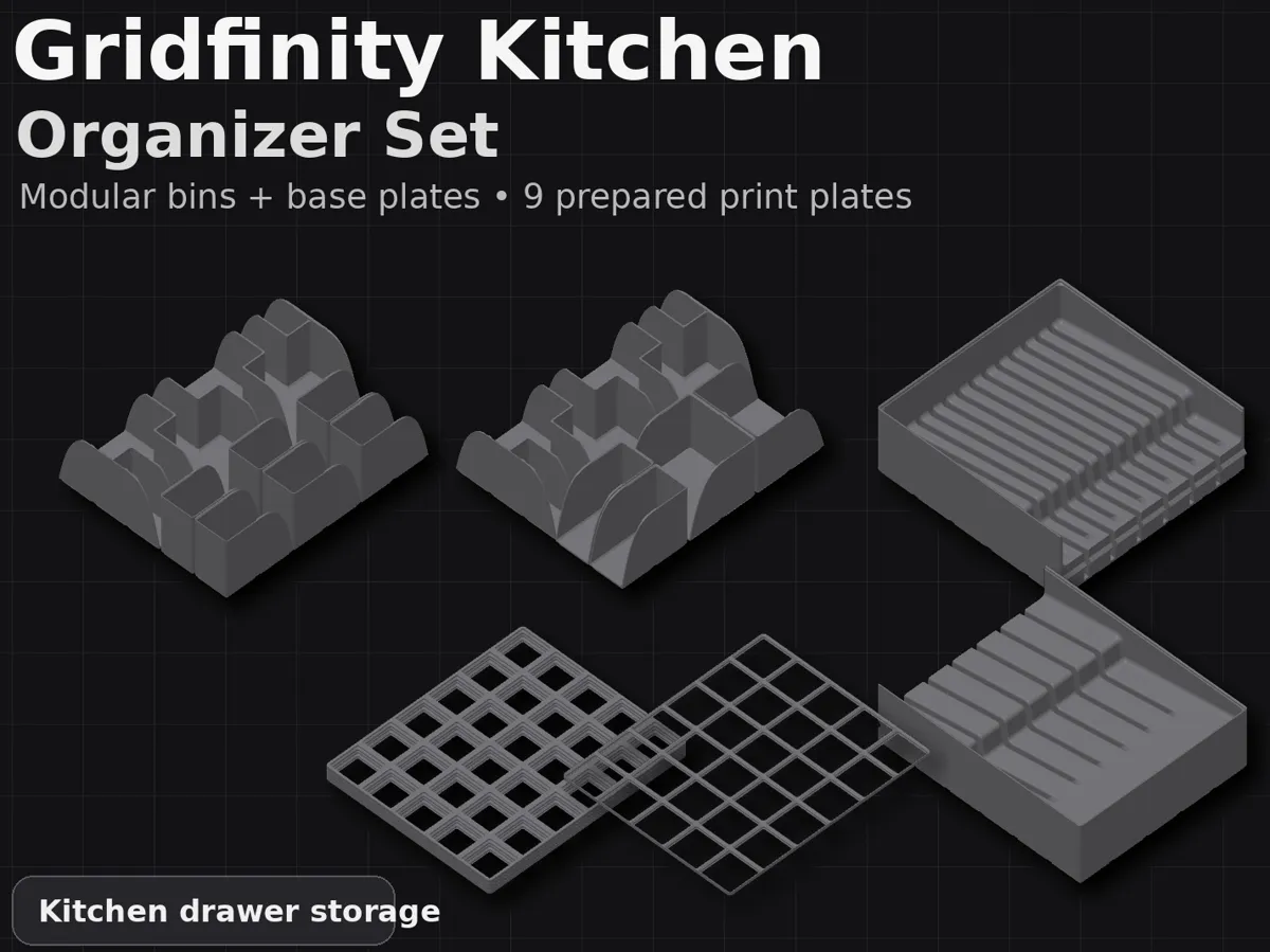 Gridfinity Kitchen Drawer Organizer - Free 3D Print Model - MakerWorld