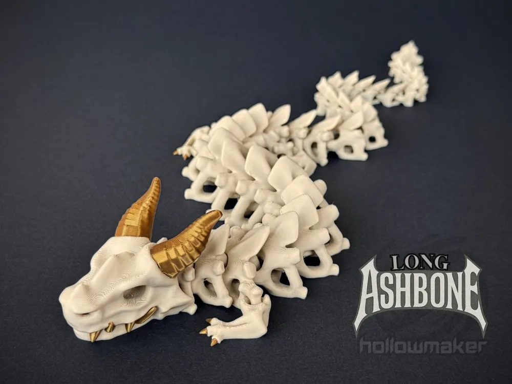 Long Ashbone - Articulated Skeleton Dragon - Free 3D Print Model