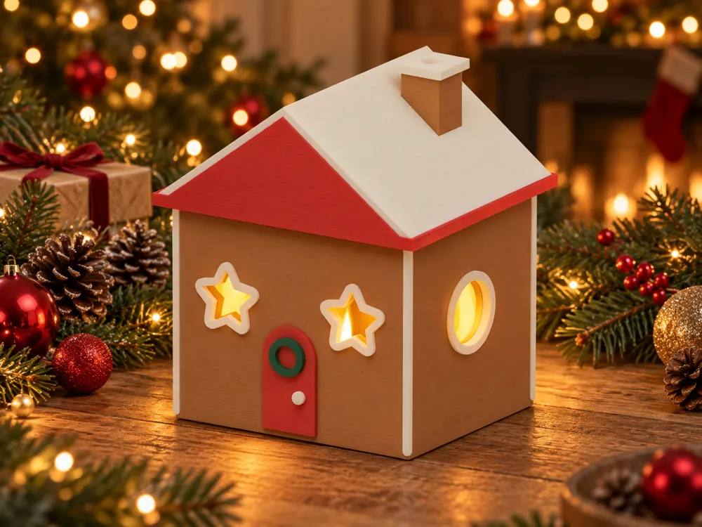 Modelling Icing Gingerbread house with LED star windows - Free 3D Print Model - MakerWorld