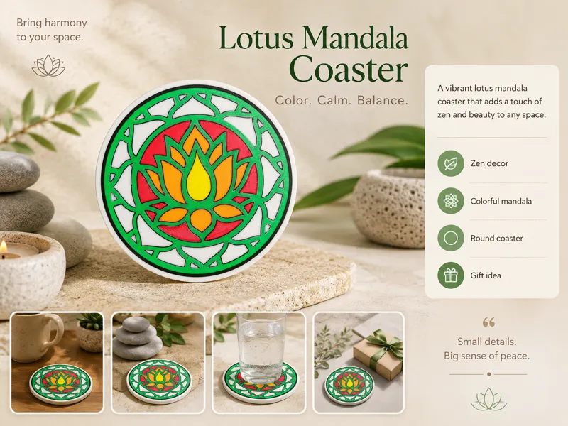 Lotus Mandala Coaster