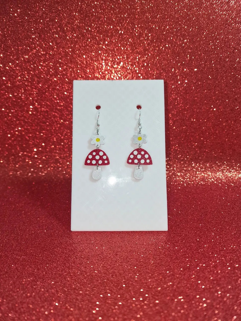 Mushroom flower earrings view 2