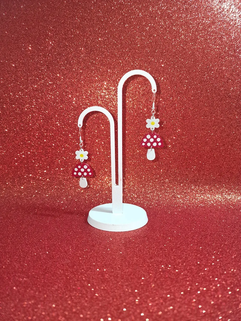 Mushroom flower earrings view 3