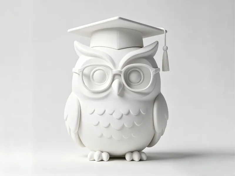 Owl Professor Figurine with Glasses