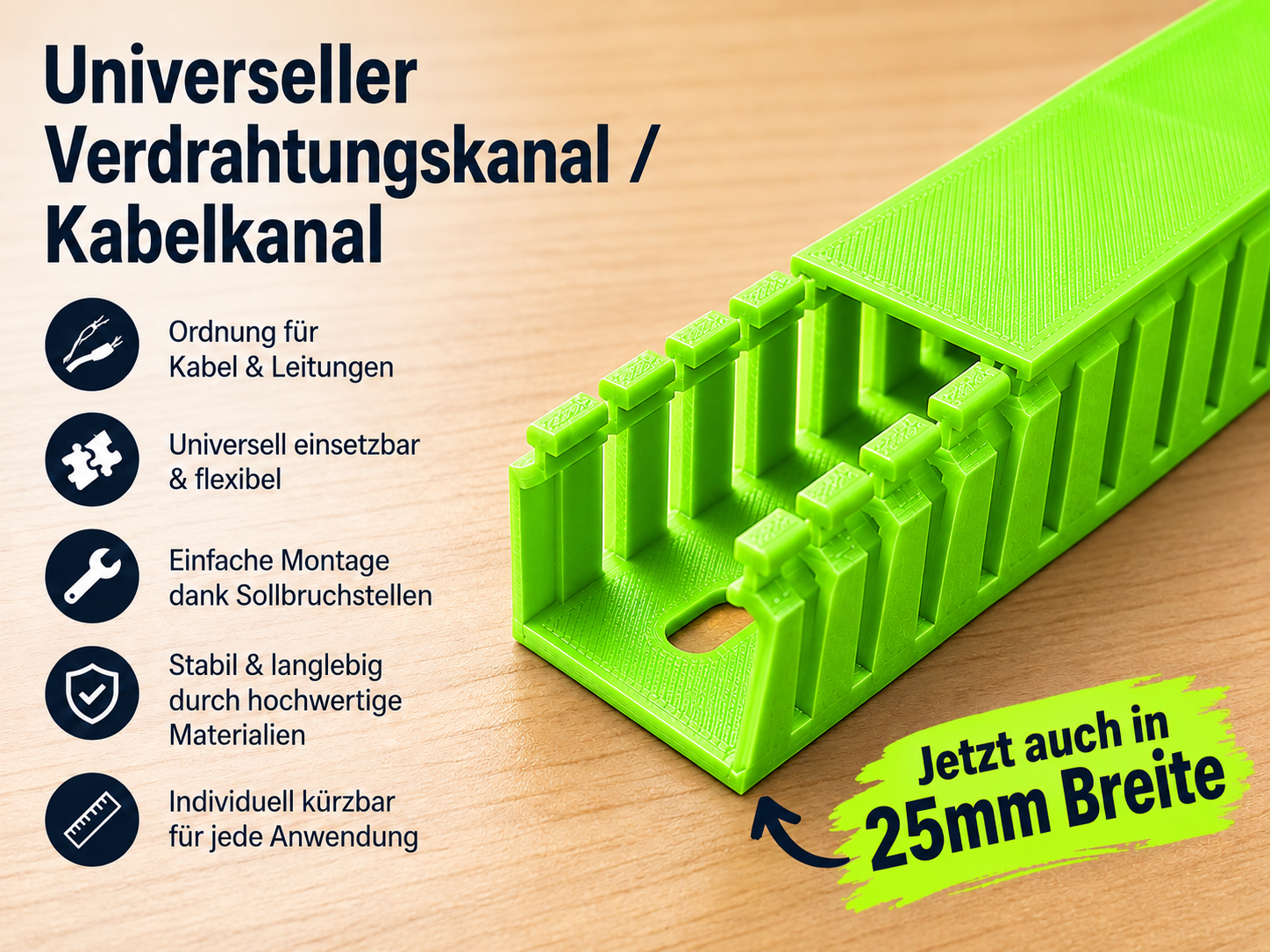 Verdrahtungskanal / Kabelkanal in 25mm Breite - 3D printed Electronics, in stock in India
