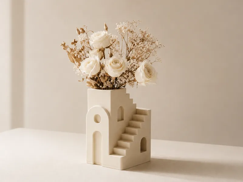 建筑风格干花花瓶(Q_Craft)