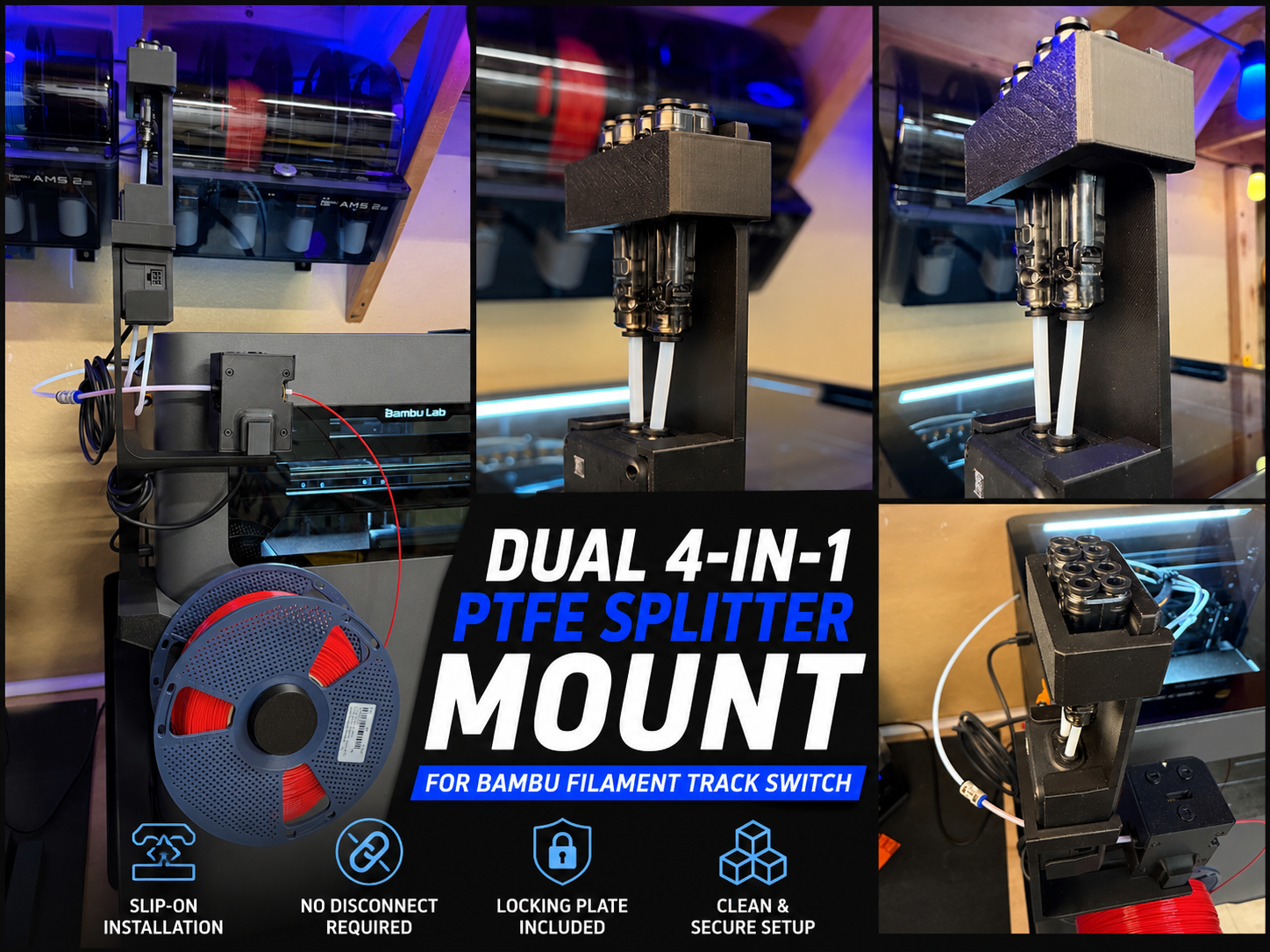 Dual 4-in-1 Splitter Mount - Filament Track Switch