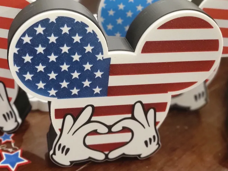 Patriotic Mickey Ears with Hand heart Lightbox