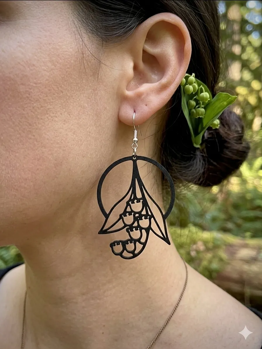 Lily of the Valley Hoop Earrings view 3
