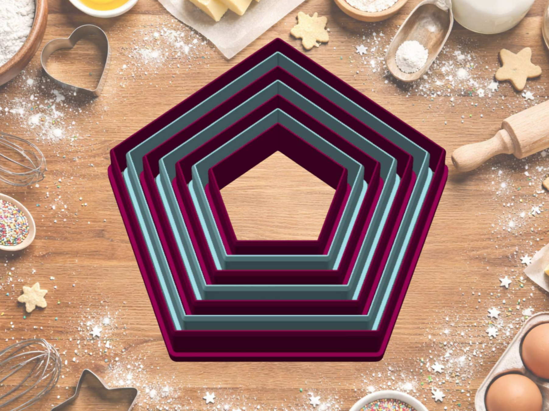 Nesting Pentagon Cookie Cutter Set – 7 Sizes