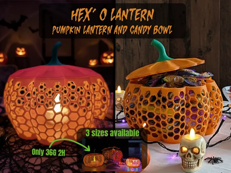 Hex' O Lantern: pumpkin lantern and candy bowl