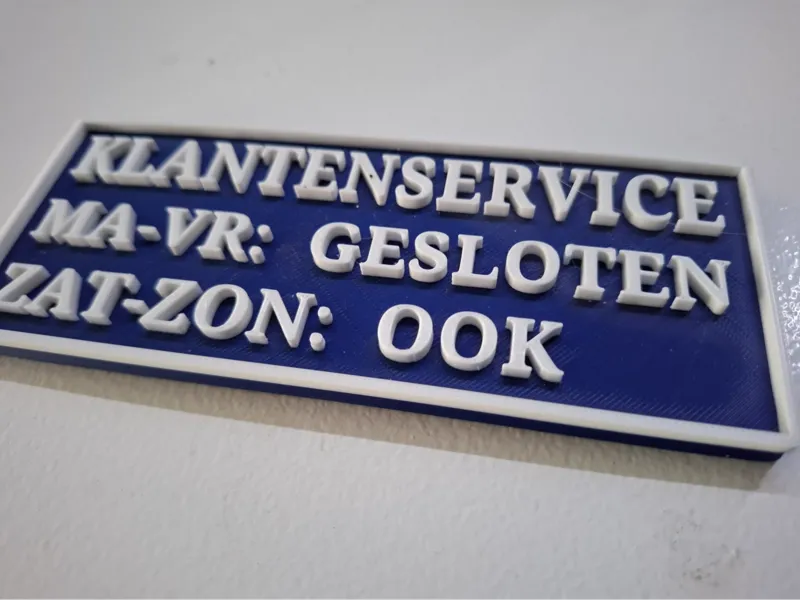 Klantenservice bordje