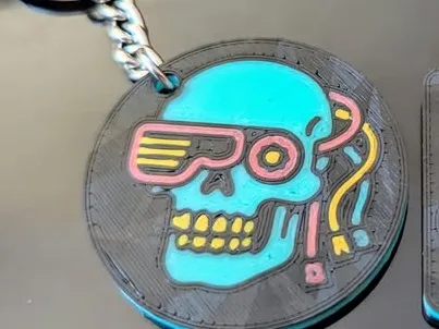 keychain - skull cyberpunk style