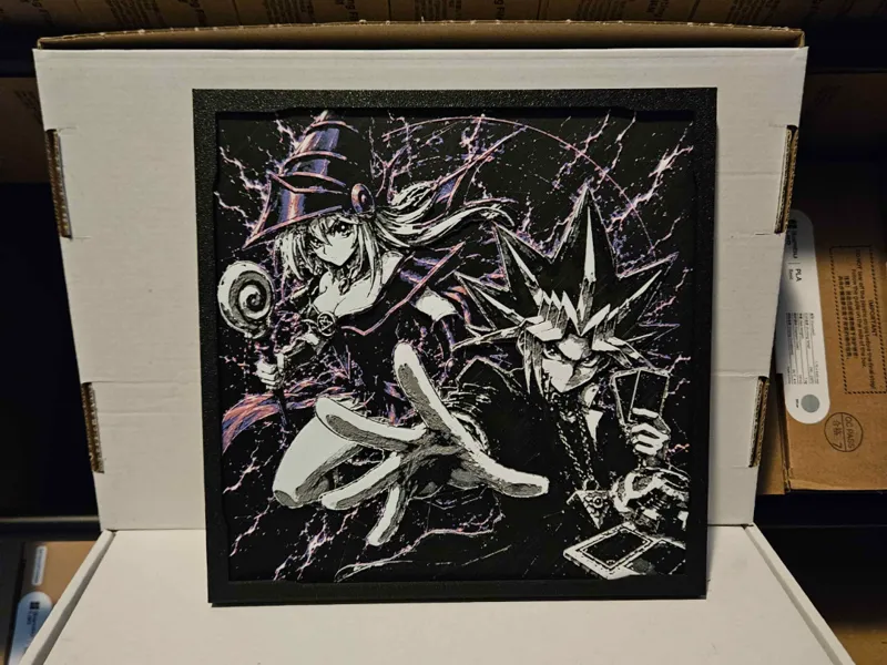 Yami Yugi and Dark Magician Girl Hueforge Gray
