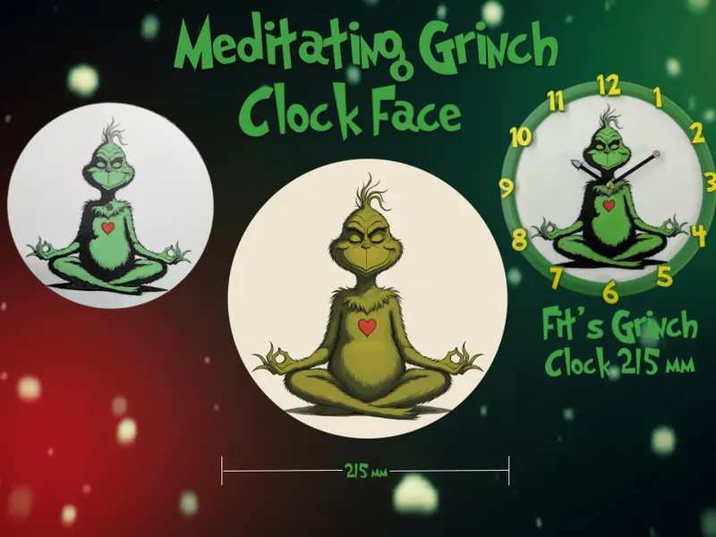 Meditating Grinch Clock Face 215mm