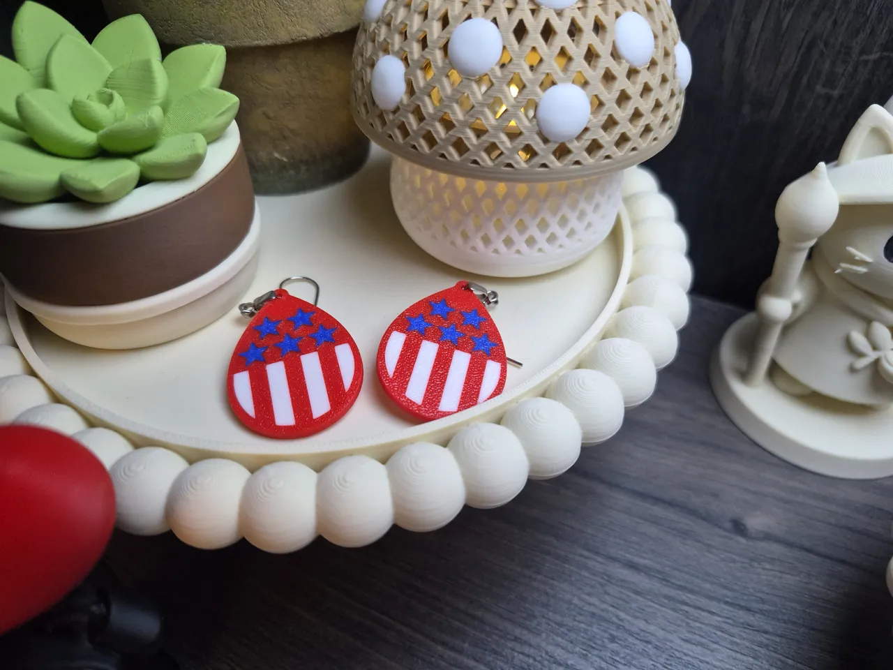 Teardrop flag earrings view 2