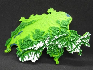 3D Topographical Relief Map of Switzerland