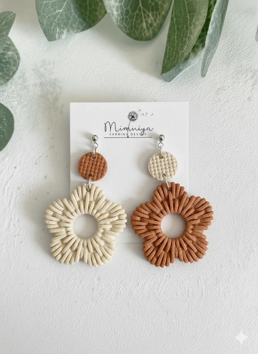 Woven Bloom earring view 2