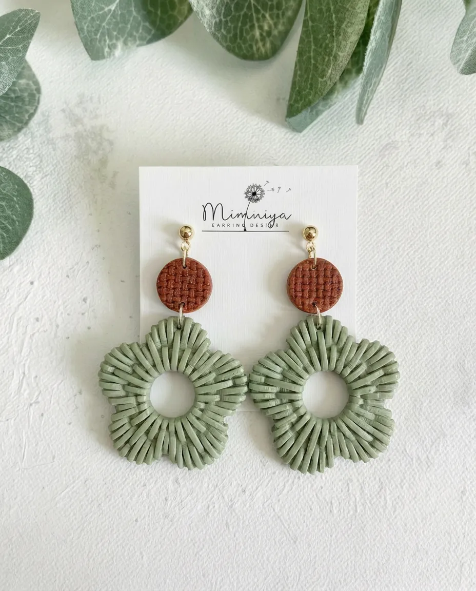 Woven Bloom earring view 4
