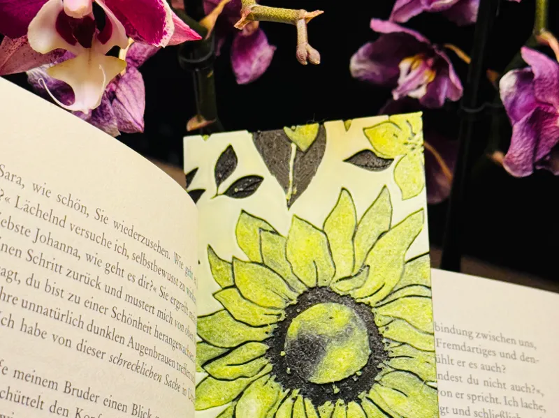 Lesezeichen Sonnenblumen Hueforge 