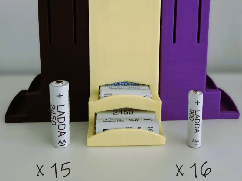 Table battery dispenser. Dual capacity AA & AAA
