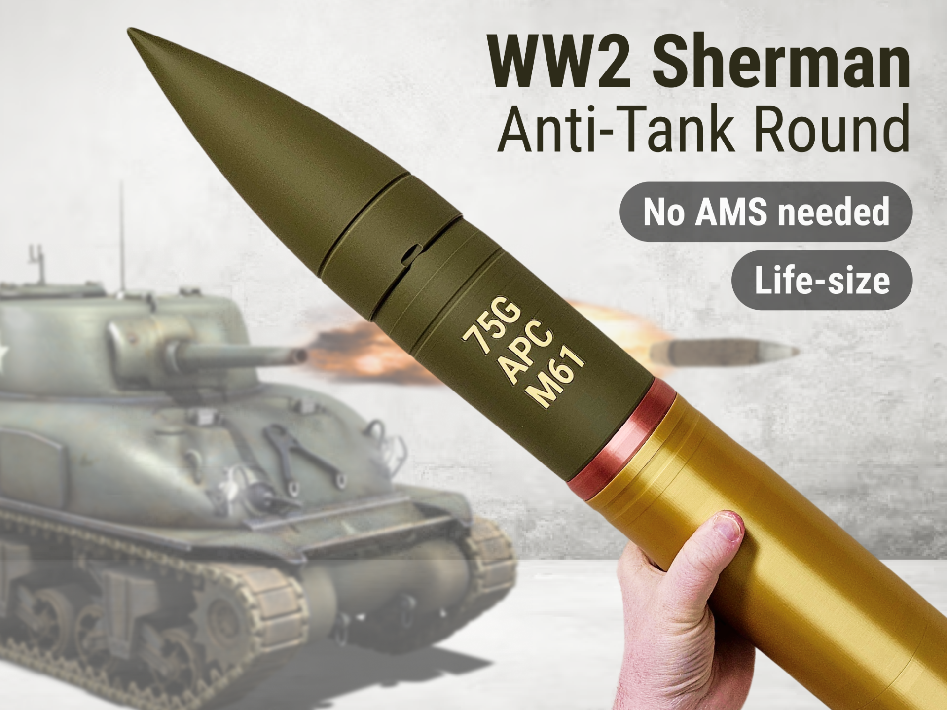 WW2 US Sherman Anti-Tank Round | 75mm APCBC