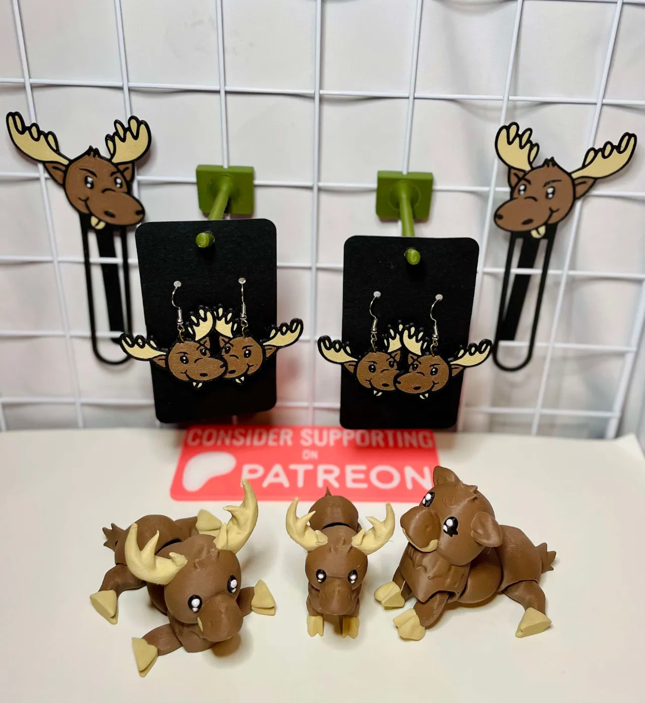 Moose Earrings~ Hand Designed 2D Art Jewelry view 4
