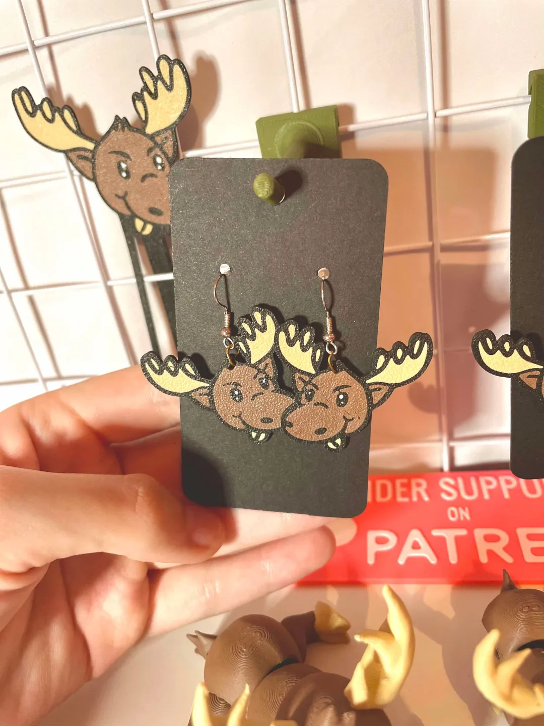 Moose Earrings~ Hand Designed 2D Art Jewelry view 3