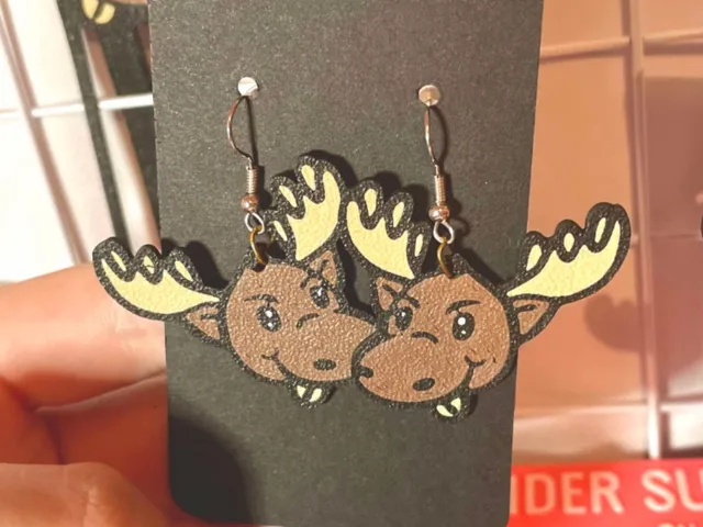 Moose Earrings~ Hand Designed 2D Art Jewelry