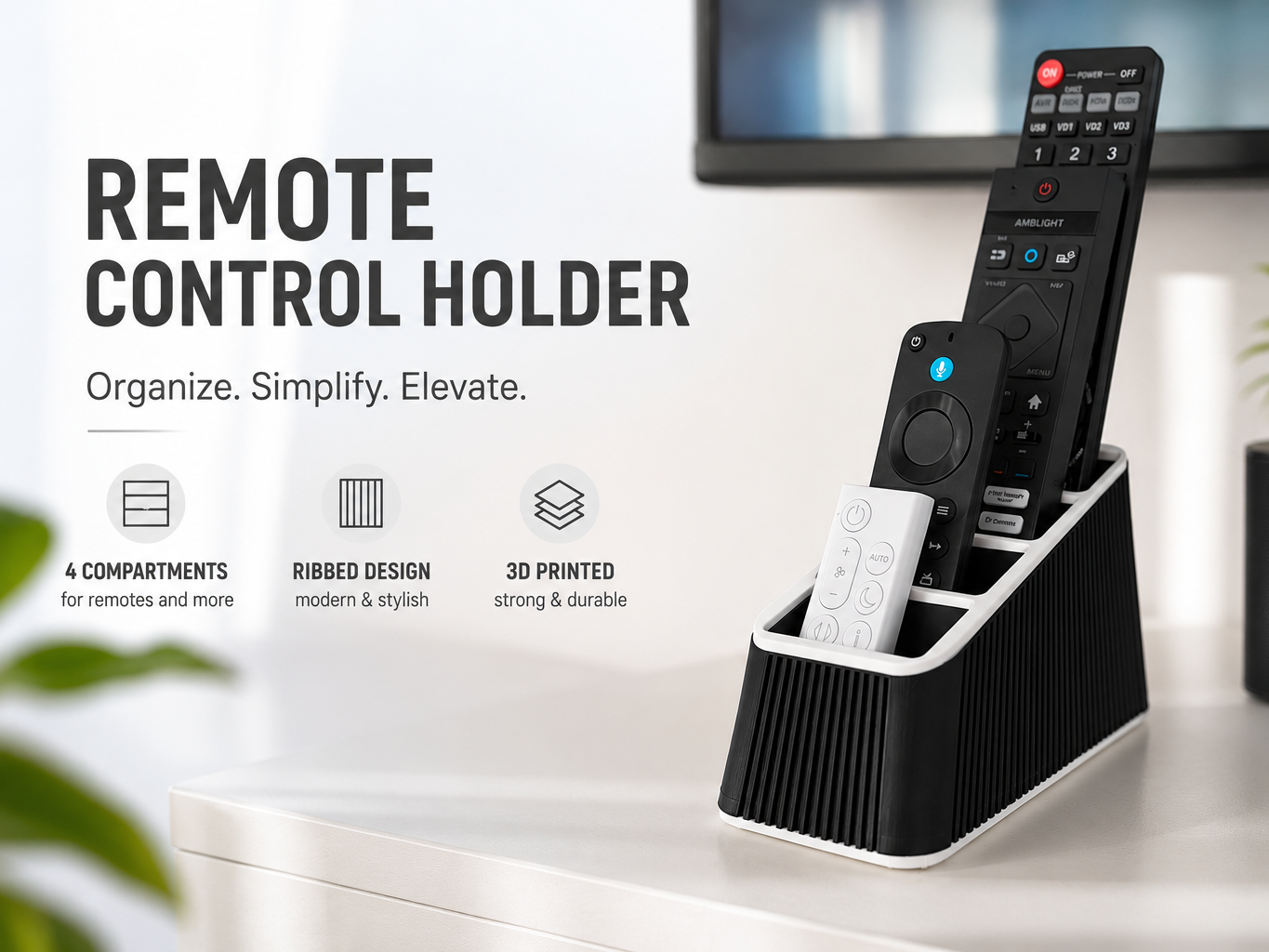 Miniatura 1 do modelo 3D Remote control holder - organizer