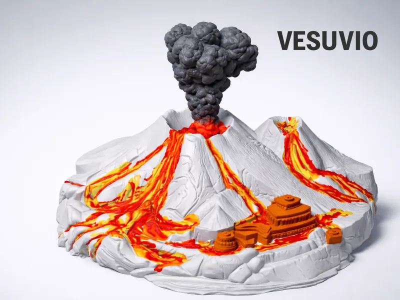 VESUVIO – Diorama Eruzione Vulcanica Multicolor 