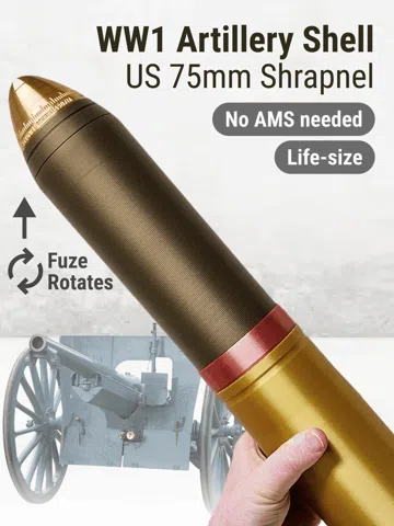 Accesorio para impresora 3D: US WW1 Artillery Shell with Rotating Fuze — vista de referencia 2