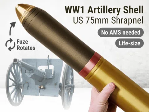 Accesorio para impresora 3D: US WW1 Artillery Shell with Rotating Fuze — referencia de MakerWorld