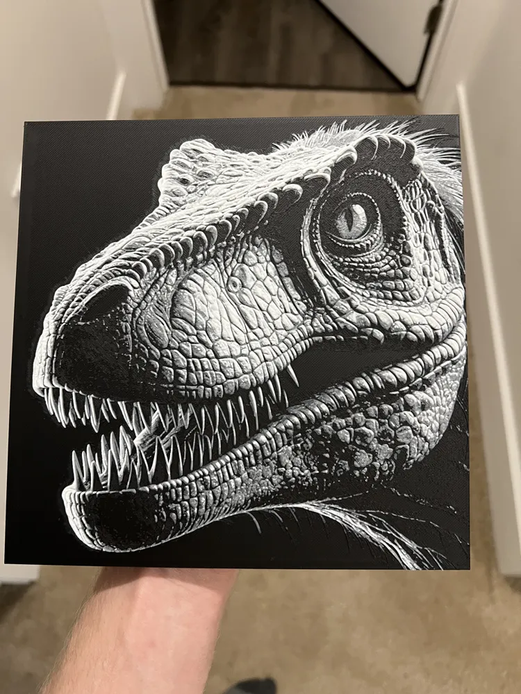 Velociraptor Face Art Hueforge by RP47 Designs MakerWorld: Download ...