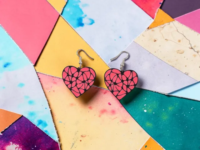 Segmented heart earrings