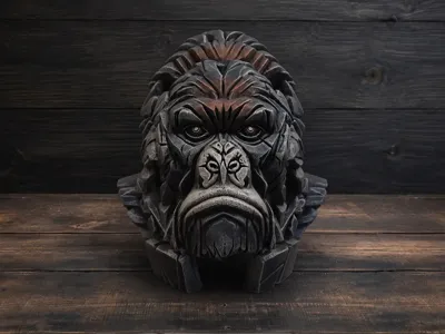 Ironback Gorilla Bust — Fierce Guardian Sculpture