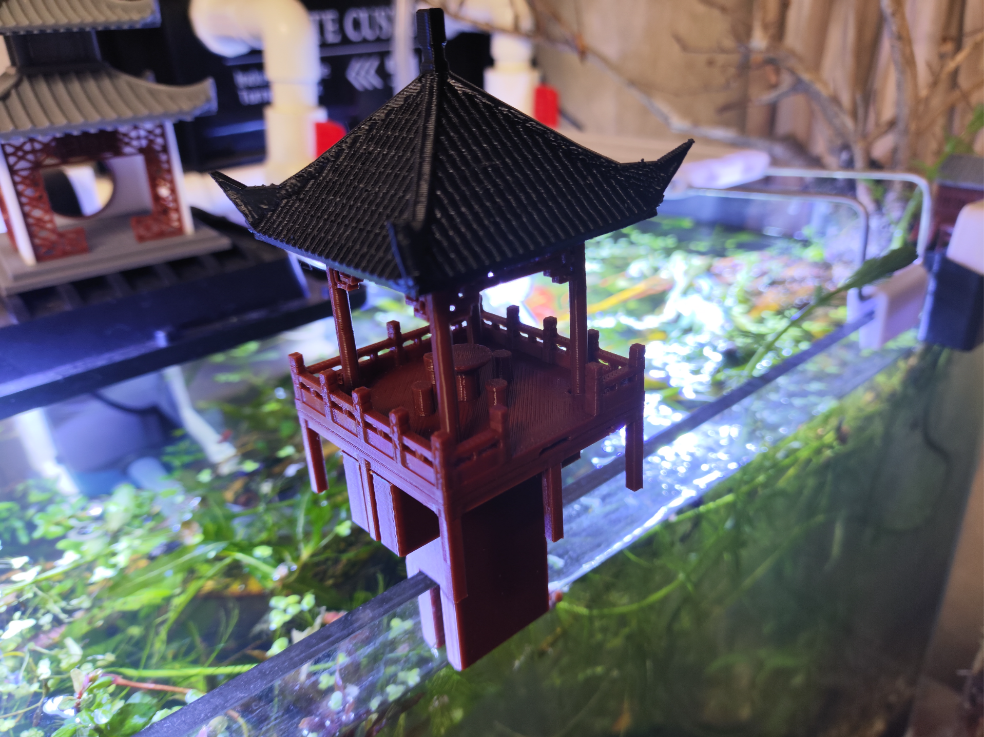 Ancient Chinese style buildings, pavilions, fish tank stands, pavilion ...