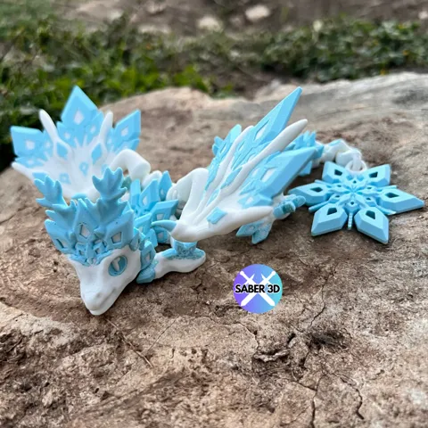 Articulated Baby Snowflake Dragon by Saber3D view 2