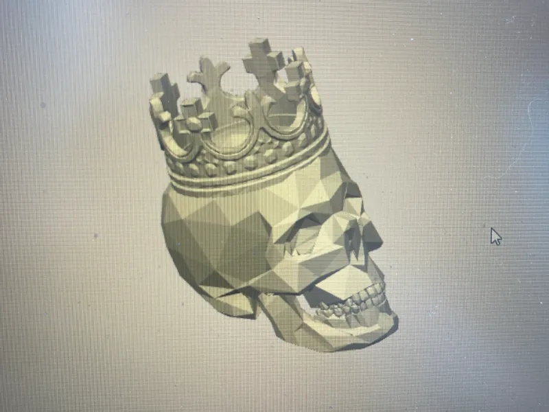 low poly king skull
