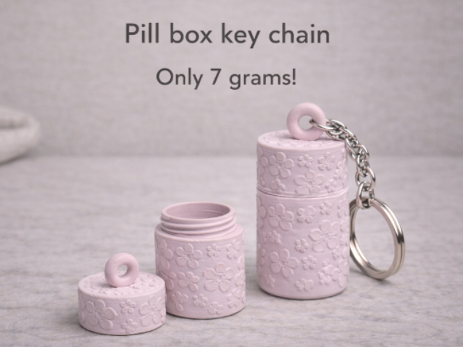 Flower pill box keychain