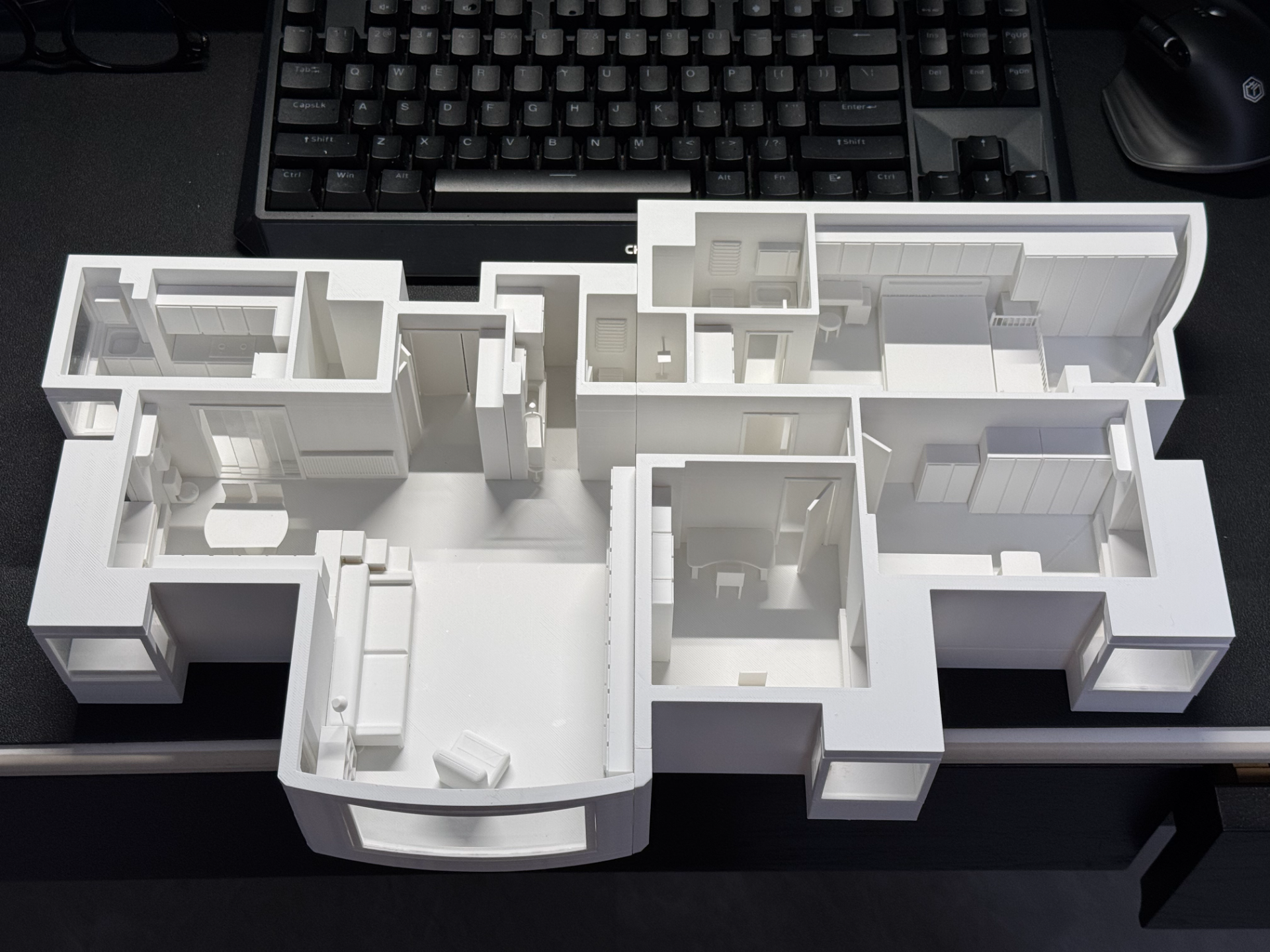 平层公寓室内微缩模型（1:40，含户型和家具家电模型）