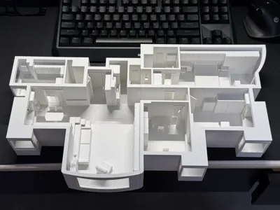 Single-story apartment interior miniature model (1:40 scale, including floor plan and furniture and appliance models)