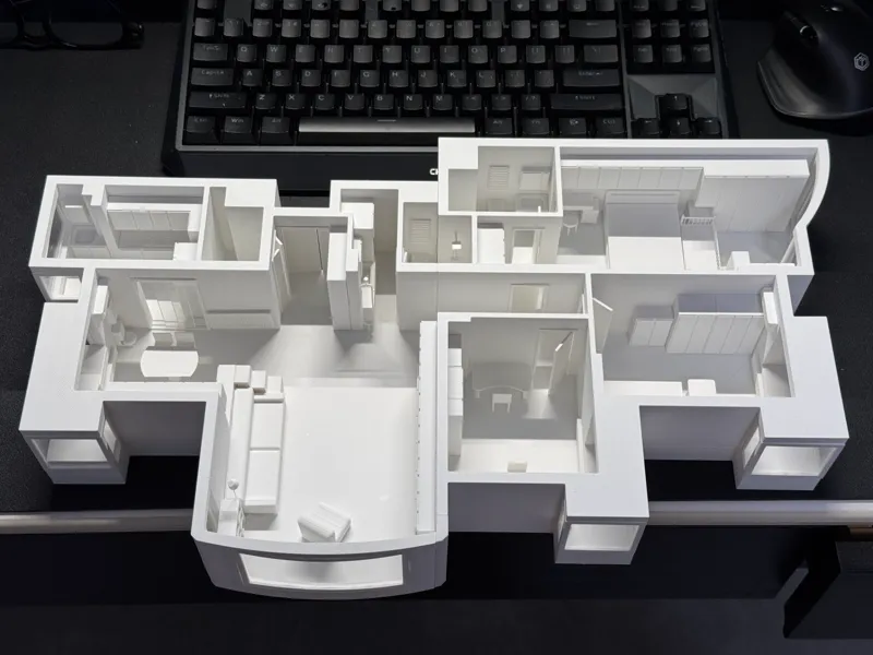 平层公寓室内微缩模型（1:40，含户型和家具家电模型）