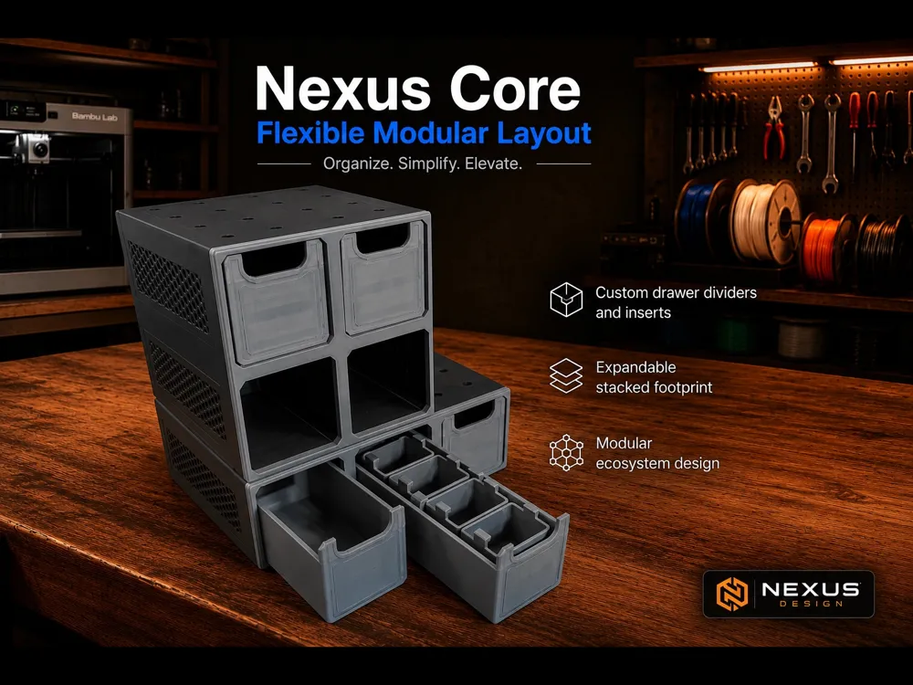 Nexus Core Standard — Modular Drawer System - Free 3D Print Model ...
