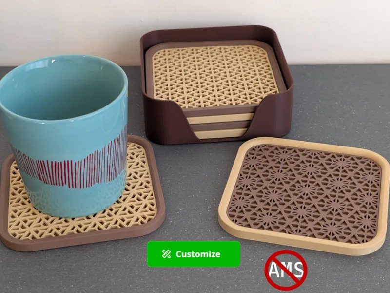 Kumiko Coaster & Storage - Customizable - Set 2