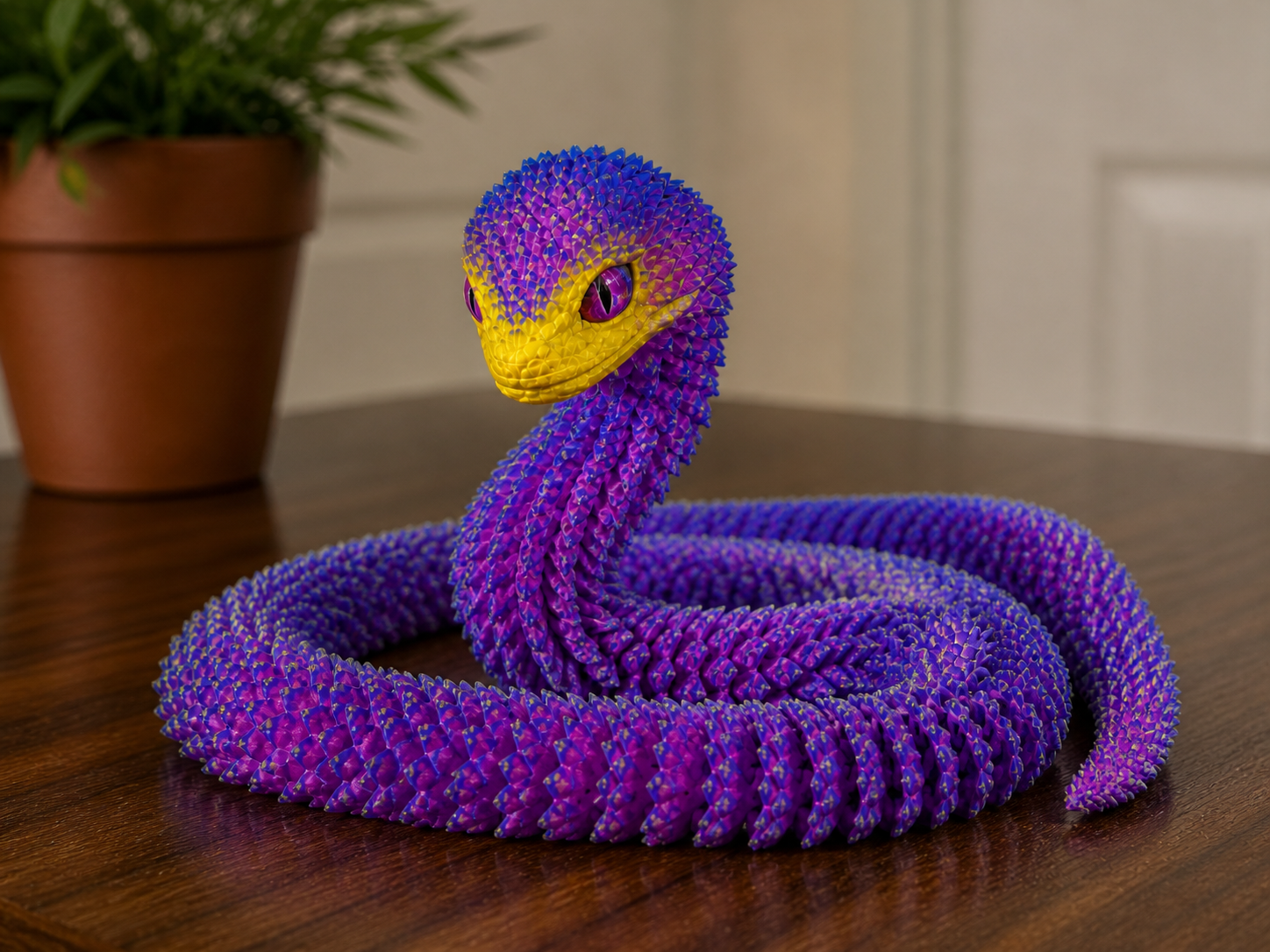 Articulated Fidget Snake toy with Separate Eyes