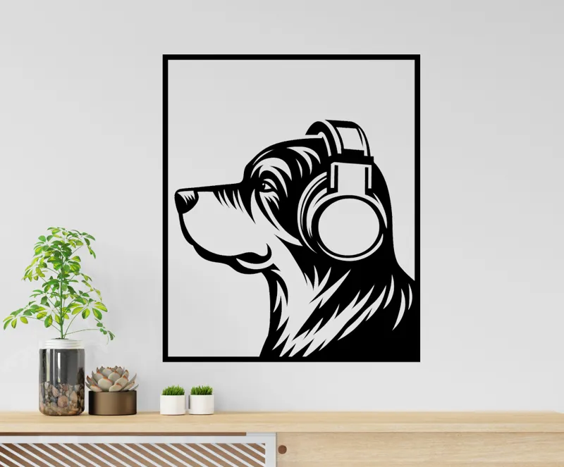 Dog with headphones