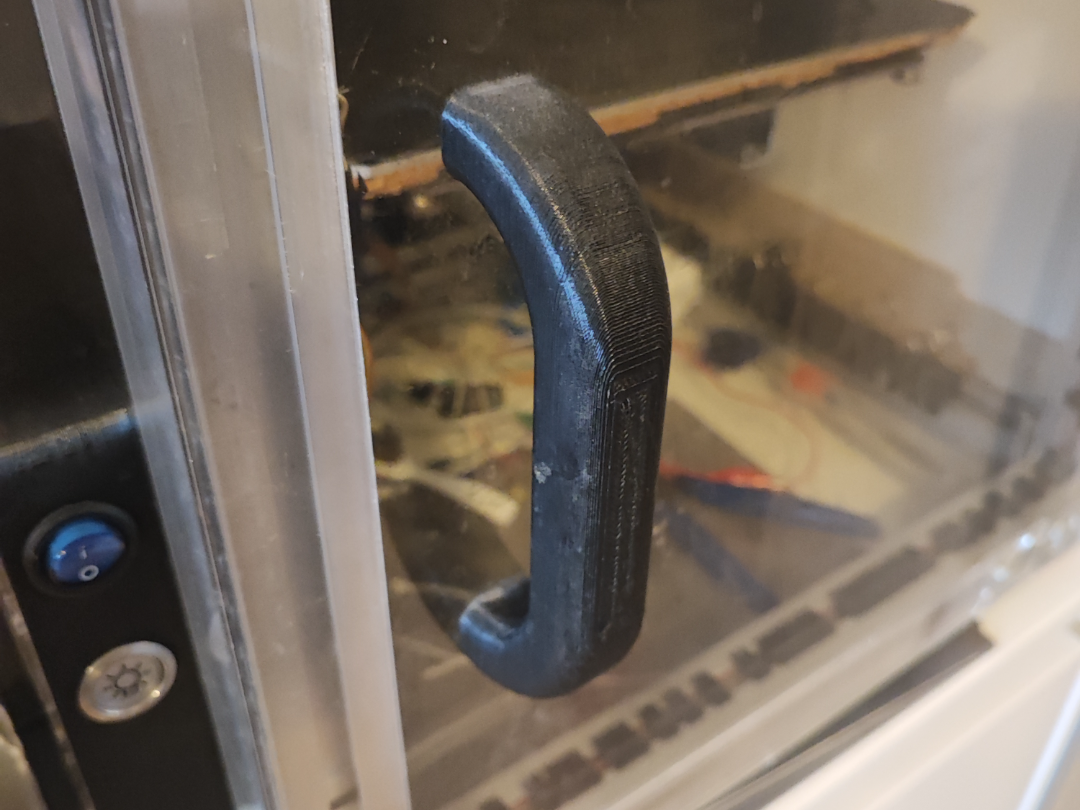 3D printer enclosure hinge handrail
