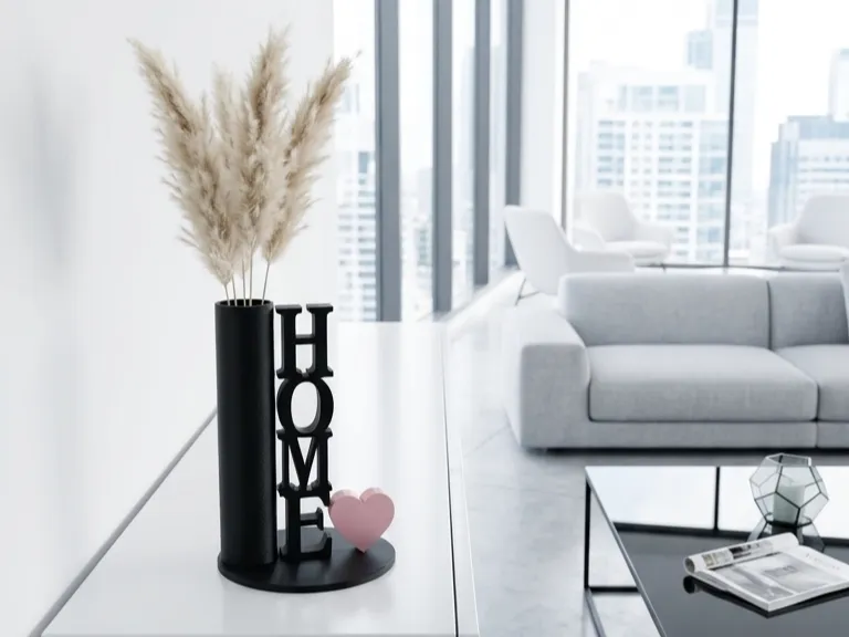 Moderne "HOME" Deko-Vase mit Struktur (15cm)
