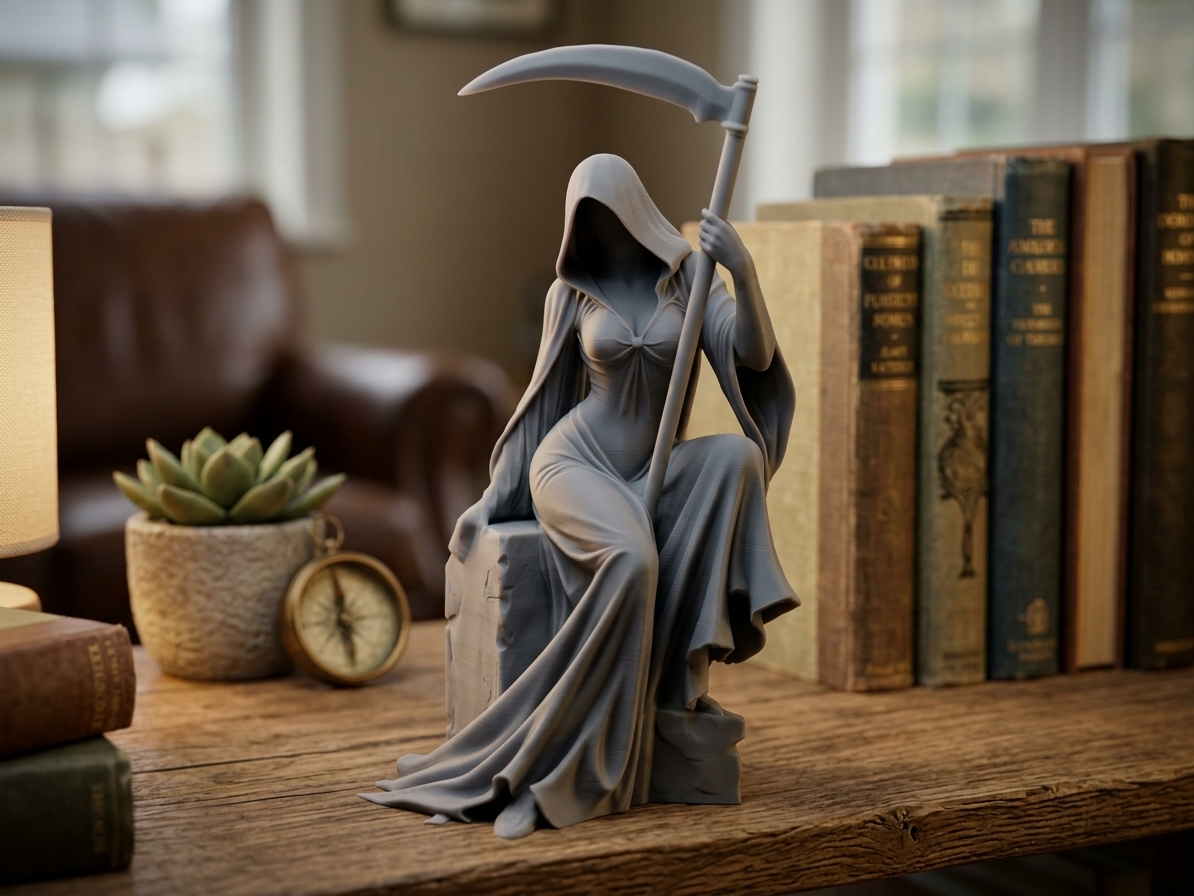 "The Grim Empress" - Sitting Lady Reaper Figurine 