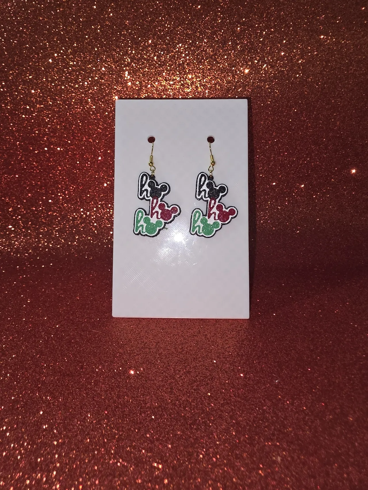 Ho Ho Ho Mickey Mouse earrings view 2